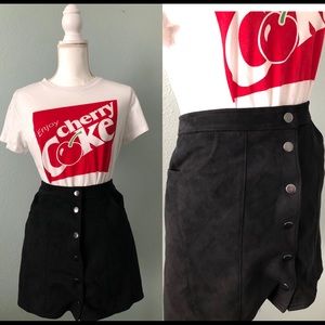 Express suede button up mini skirt